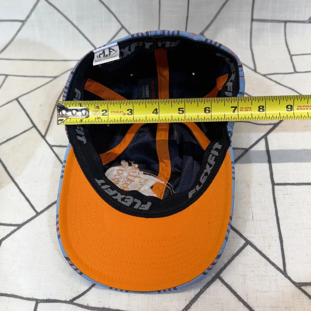 Justin Boots Baseball Cap S/M Blue‎ Plaid Flexfit M&F Western Hat 1598013-S/M